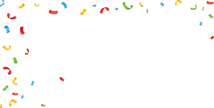 Colorful confetti frame on white background with copy space for festive designs