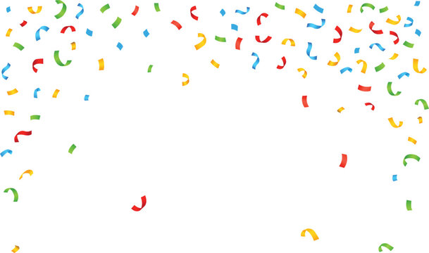 Colorful confetti frame on white background with copy space for festive designs