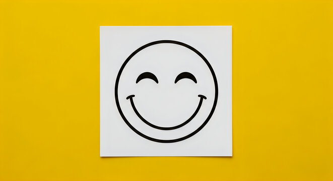 April fools' day prank smiling face illustration on yellow background