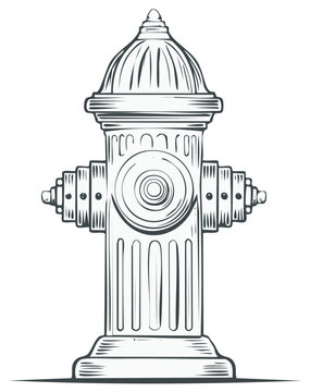 Classic American Fire Hydrant Illustration Detailed Outline Drawing Vintage City Street Equipment