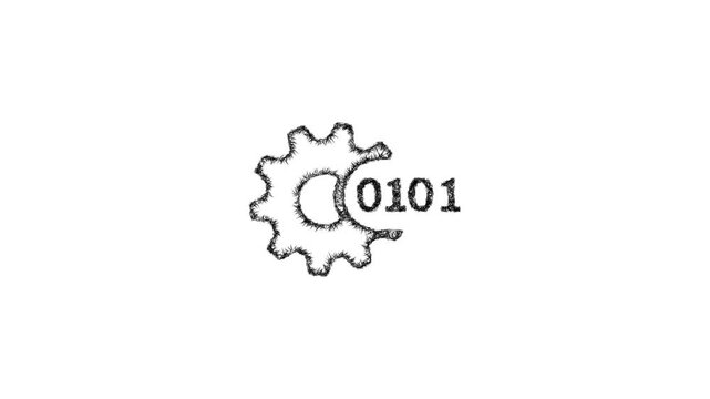 Sketch data processing icon animation - smooth progressive reveal