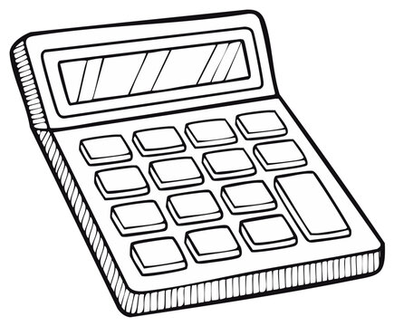 Calculator illustration vector drawing of arithmetic machine calculating device equipment