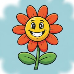 Naklejka premium A smiling flower with orange petals and a yellow center