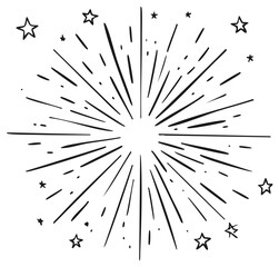 Obraz premium Hand drawn black starburst explosion and stars graphic element