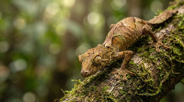 枝の上のエダハヘラオヤモリ