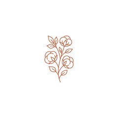Cotton Plant Monoline Icon