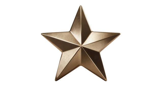 Shiny metallic golden bronze five-pointed star, a classic award symbol and decorative element isolated PNG for design projects