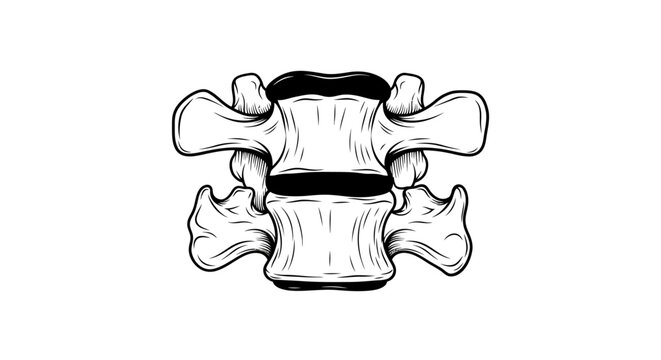 Hand drawn illustration of human spinal vertebrae isolated on white