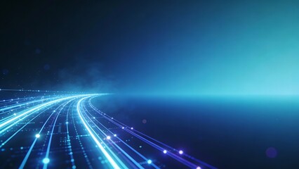 Obraz premium Abstract digital network lines glowing with blue light on a dark background