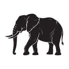 Obraz premium Elephant Silhouette Front View Black and White Vector Illustration