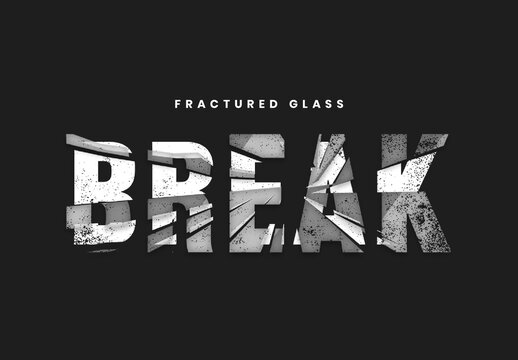Shattered Grunge Fractured Glass Text Effect