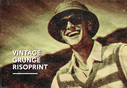 Vintage Grunge Risoprint Photo Effect