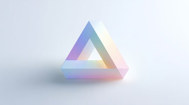 Optical illusion of a gradient impossible triangle, light background