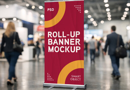 Exhibition Roll-Up Banner Mockup