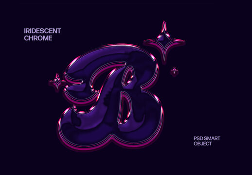 Glossy Iridescent Chrome Effect Mockup