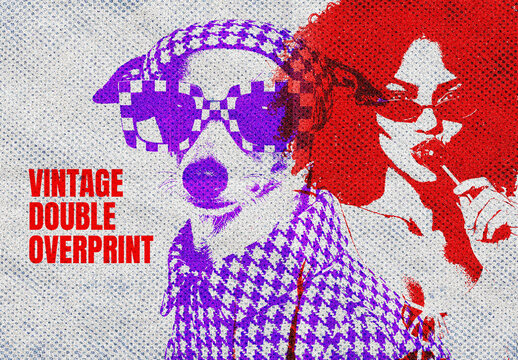 Retro Vintage Offset Double Overprint Photo Effect
