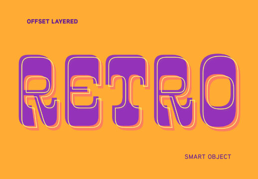 Vintage Retro Offset Layered Text Effect