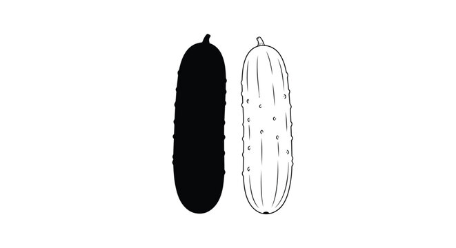 Two cucumbers one depicted as a dark shape a striking silhouette