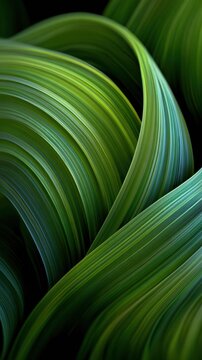 Abstract flowing green leaf texture with elegant curves and natural organic background pattern