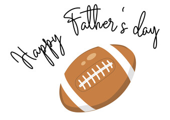 Handwritten “Happy Father’s Day” in elegant black cursive with classic American football ball. Perfect for sports-loving dads, greeting cards, t-shirts, posters, and Father’s Day gifts.