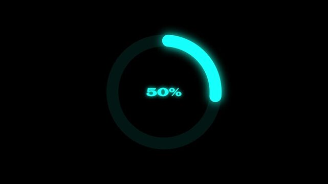 Abstract Circle loading processing bar icon animation concept . Processing from 0 to 100 transfer on transparent background.4k animation video.