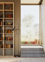 Naklejka premium Large luxury modern bright interiors Living room mockup illustration 3D rendering Generated Color Image