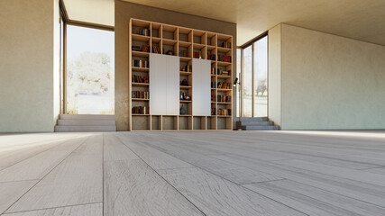 Naklejka premium Large luxury modern bright interiors Living room mockup illustration 3D rendering Generated Color Image