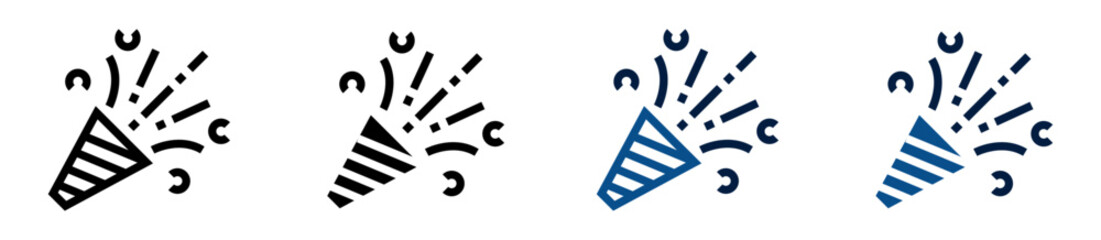 Iconos de confeti. Celebración, eventos festivos y alegría. Ilustración vectorial