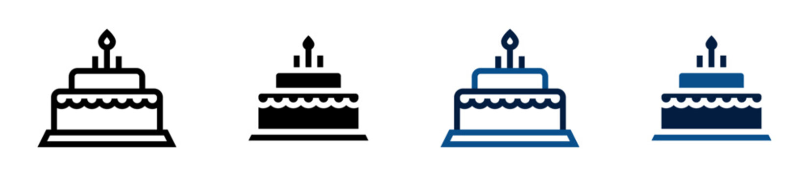 Iconos de pastel de cumplea&ntilde;os. Celebraci&oacute;n y eventos festivos. Ilustraci&oacute;n vectorial