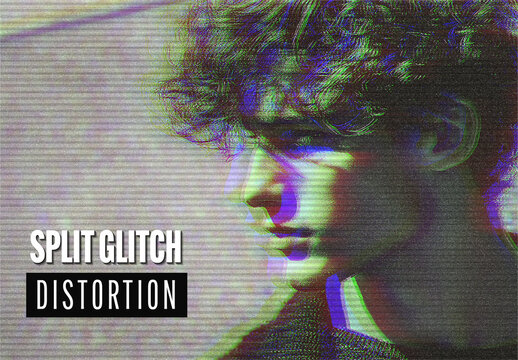 Split Glitch Distortion Effect Mockup