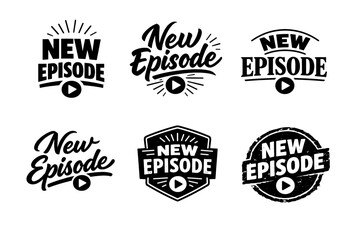 Obraz premium Collection of 6 unique new episode banner designs with play button icons