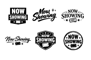 Fototapeta premium Collection of vintage cinema now showing signs and logos