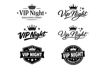 Obraz premium Vip night event logos with crowns and stars variations collection