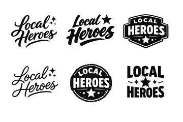 Fototapeta premium Local heroes: bold black and white logo designs collection