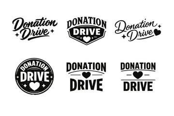 Obraz premium Donation drive logos collection with heart and star elements