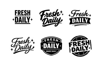 Obraz premium Fresh daily text logos collection in black with varied designs