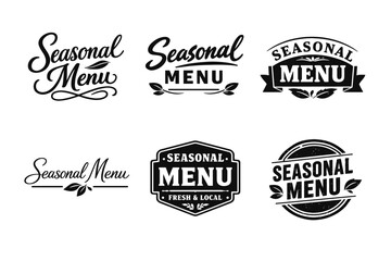 Fototapeta premium Vintage seasonal menu designs with decorative typography and leaf motifs