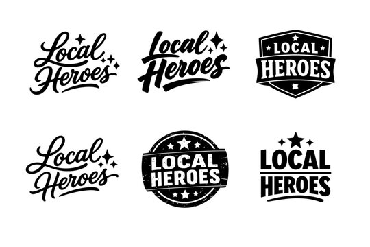Local heroes logo designs with vintage style and stars