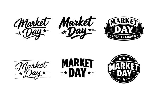 Market day logo collection featuring vintage typography and design variations