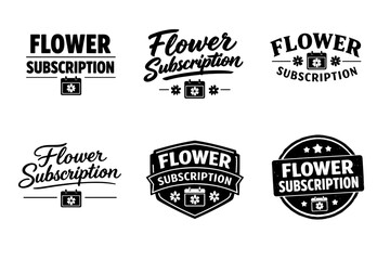 Fototapeta premium Set of six floral subscription logo designs with vintage aesthetic