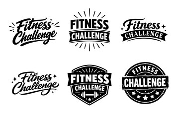 Fototapeta premium Diverse fitness challenge logos set in bold black and white designs