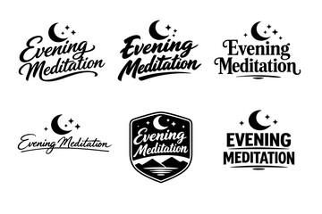 Obraz premium Evening meditation logos with moon and stars design variety