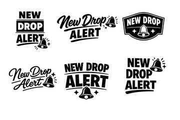 Obraz premium New drop alert: bold text and bell graphics in six unique styles