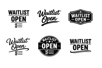 Obraz premium Set of six black waitlist open icons with graphic elements