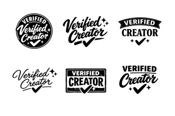 Fototapeta premium Collection of verified creator logos with checkmark symbols