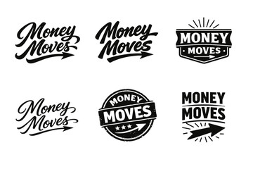 Fototapeta premium Money moves typography collection: vintage and modern logos