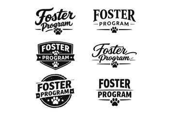 Fototapeta premium Variety of foster program logos with animal paw themes