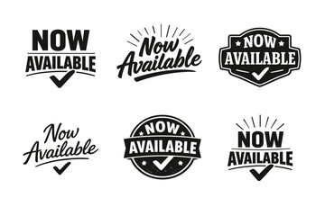 Obraz premium Set of now available labels with checkmark designs in black and white