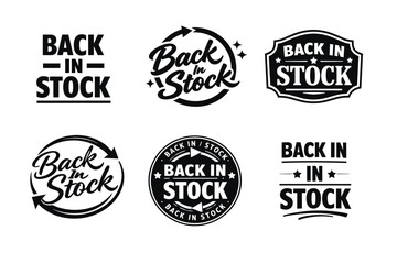 Obraz premium Retro 'back in stock' label collection with vintage typography designs