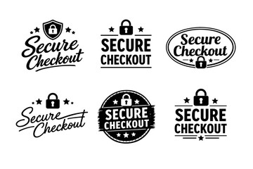 Fototapeta premium Secure checkout icons with padlock symbols for online payment protection